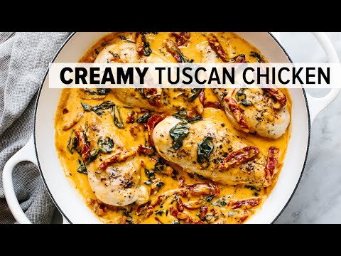 This CREAMY TUSCAN CHICKEN is a wow-worthy dinner recipe with Mediterranean flair!