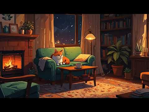 🔥 Fireside Relaxation 2 Hours - LoFi Beats for Fireplace Background 🔥[2K]