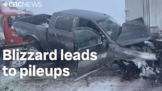 Drivers told to stay off highways as blizzard leads to pileups, road closures