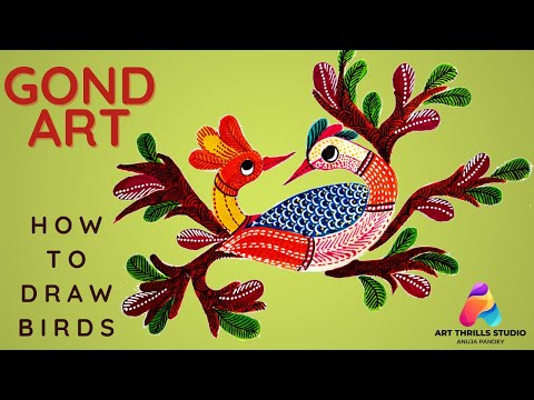 Gond Art Course : Day 2 | How to draw Birds #artthrillsstudio