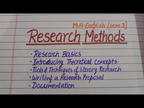 Research Methods | M.A.English Semester 3 | Panjab University Chandigarh