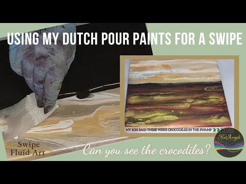 {25}🐊'Crocodiles in the swamp'🐊Swiping with my Dutch Pour paints🫨 Will it work?🤔🤷‍♀️ Acrylic Pouring