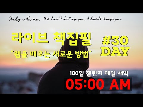 라이브 책집필 (30일차) | 100일 챌린지 | 미라클모닝 | 웹을 배우는 새로운 방법 | Live | Early morning study with me | Writing