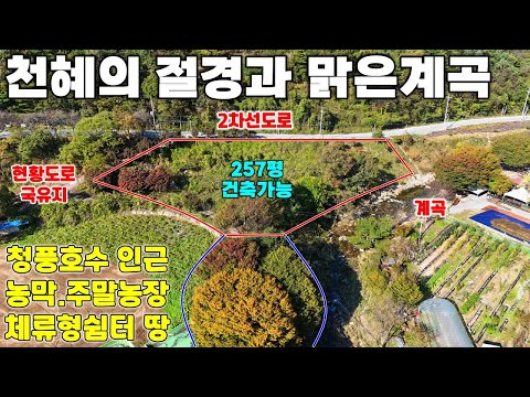 64.청풍호 계곡땅매매 금강산을 옮겨놓은 듯한 자연이 품은토지! 청풍호수로 흐르는 계곡~ 주말마다 이곳에서 힐링하세요 땅집부동산