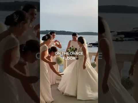 Bride having fun on her wedding day