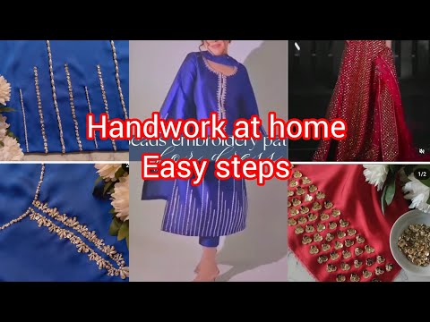 very easy beads work embroidery designs||embroidery work at home||embroidery ideas very easy