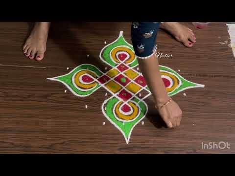 Beautiful Simple Melikalu Muggulu | Flower Rangoli Designs | 7x3x3 Dotsrangoliby nectar universe