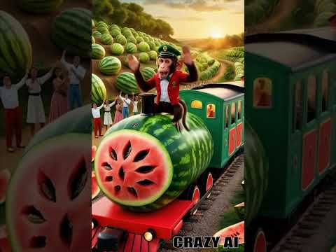 Watermelon Express 🍉🚂 | Monkey's Wild Adventure! || #shorts #viralvideo  #funny #crazyai