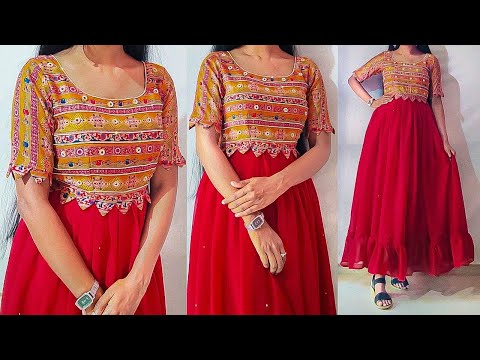 Latest frills style long frock cutting & stitching | Casual wear long dress stitching step by step