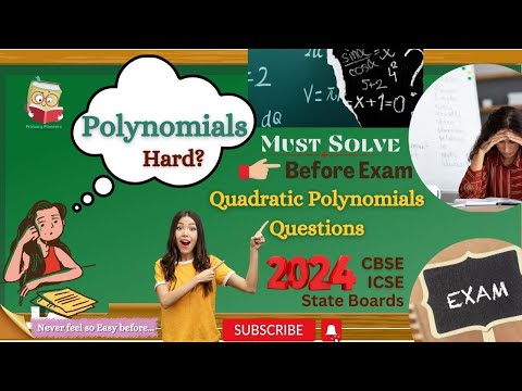 Solve Quadratic Polynomials Questions VVI for upcoming board exam. Must solve before going to exam.