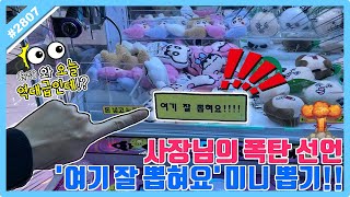 사장님의 폭탄선언 '여기 잘 뽑혀요' 미니 뽑기!! 놀랄만한 결과 이런 뽑기방이 있다고요?? 수유 인형 뽑기 (고니두욘몬 20241108) #2808