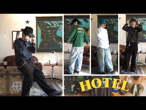 【NEWロンTでコーデ】ロンT作りました！/大人ストリートスタイル/バイカー/look book/outfit/メンズ服/秋コーデ/HOTEL Vlog#51