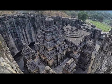 Kailasa Temple of Ellora Caves , a stunning monolithic structure carved from a single piece of rock.