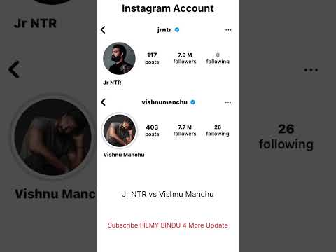 Jr NTR vs Vishnu Manchu Instagram Account ID Followers Following Username Profile photo dp #ntr