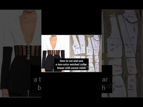 How to sew a two-colour notched collar jacket with corset mesh#sewingtutorial #100shorts2024