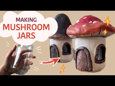 Making tiny mushroom house jars with ☆ air dry clay ☆