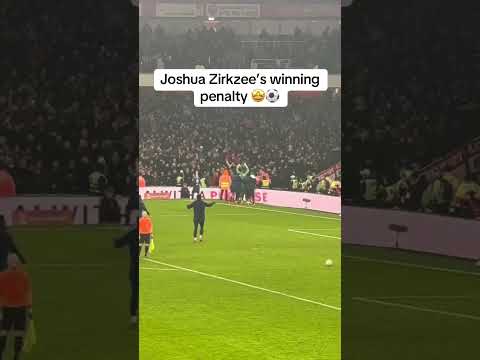 The winning penalty from Joshua Zirkzee to knock Arsenal out of the FA cup 😮⚽️ #manchesterunited