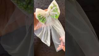 DIY Hair Bow with Pearls ✨ and Net Cloth 🎀 #youtubeshorts #HairAccessories #diy #scrunchies #viral