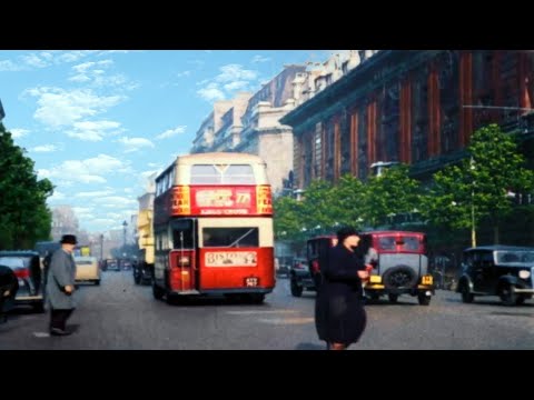 A Glimpse of London 1930s in color [60fps,Remastered] w/sound design Added