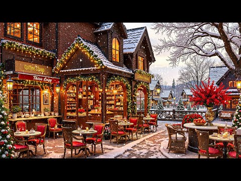 Rustic Charm Winter Cafe Outdoor ❄️Smooth Tender Piano Jazz & Snowfall for a Relaxing Positive Vibes