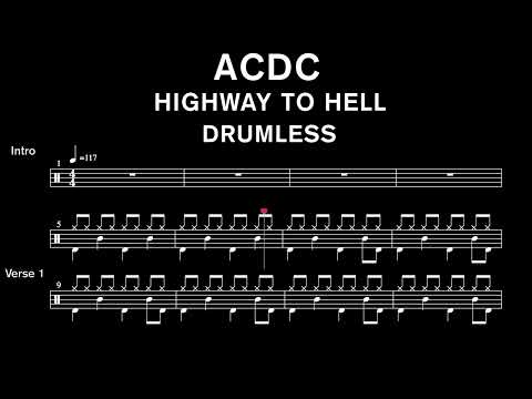 ACDC - Highway To Hell - Drumless (with scrolling drum score)