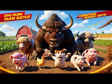 Farmyard Heroes: Giant Monster Bison vs Farm Animals Unity | Buffalo, Sheep, Dog, Cat, Pig Battle!