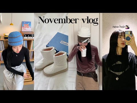 vlog. 겨울 데일리룩. 겨울부츠 장만하고 앞머리도 잘랐다💇🏻‍♀️. 언박싱(케즈부츠,세릭,마조네,에프터아워즈,온앤온,겨울비니). 첫눈도 보고 미리 맞이하는 크리스마스의 순간들