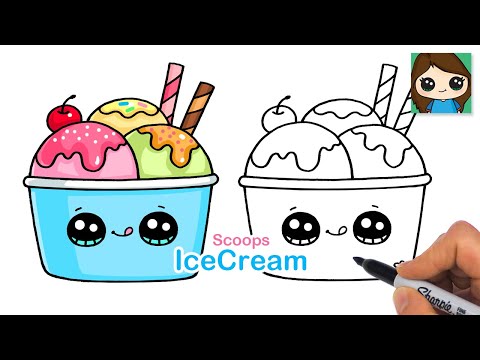 How to Draw Ice Cream Sundae Scoops in a Cup 🍨