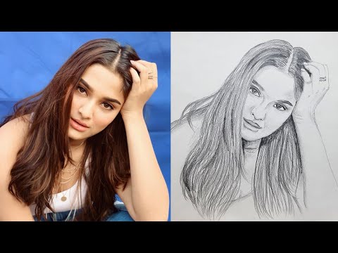 Pencil sketch of beautiful Saiee Manjrekar Dabangg 3 Actress || Pencil Sketch ||