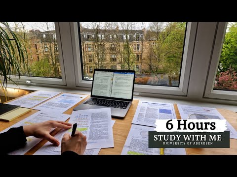 6 HOUR STUDY WITH ME on A RAINY DAY | Background noise, 10 min Break, No music, Study with Merve