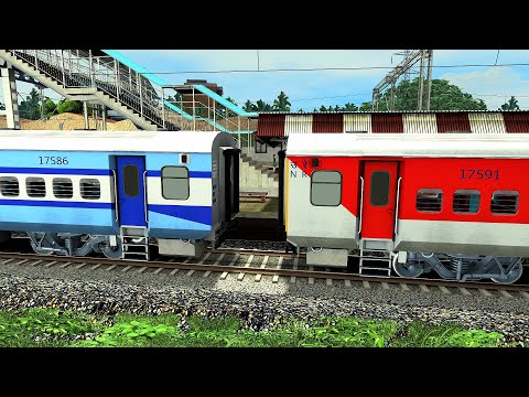 TRAIN SIMULATOR I LHB RED Coupling LHB BLUE Coach I TRAIN VIDEO I BUMPY RAILROAD I RAILWAY RITAM