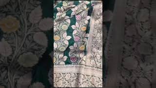 Dark green banarasi pure katan silk saree #katansaree #banrasisaree #handloomsaree #darkgreensaree