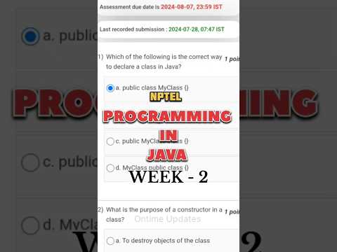 Week 2 | Programming in Java NPTEL #nptel #nptelexam #solutions #ontimeupdates #nptelsolutions #java