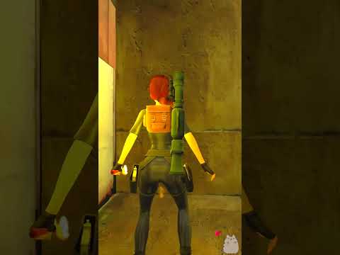 Self-aware Lara Croft uses her BAZOOKA in Tomb Raider 3