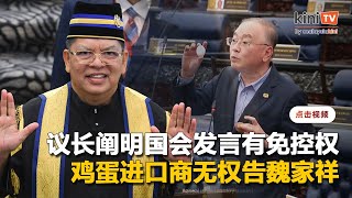 议长阐明国会发言有免控权   鸡蛋进口商无权告魏家祥