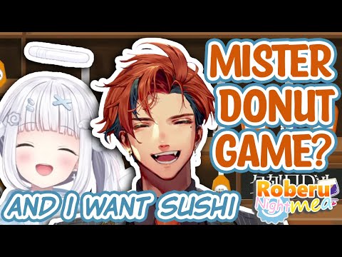 RoberuNightMea want to do a Mister Donut stream! And sushi. And Yakiniku. [Yukoku Roberu/Kagura Mea]