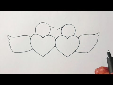 Love Birds Drawing Easy Step By Step Tutorial | Two Heart Love birds | Easy Drawing |