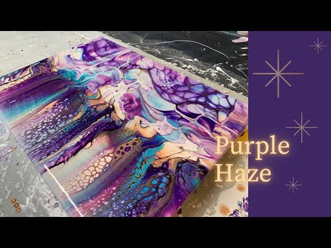 #181 Purple Haze Horizontal Swipe Transfer Swipe | Acrylic Pour Painting | Fluid Abstract Painting