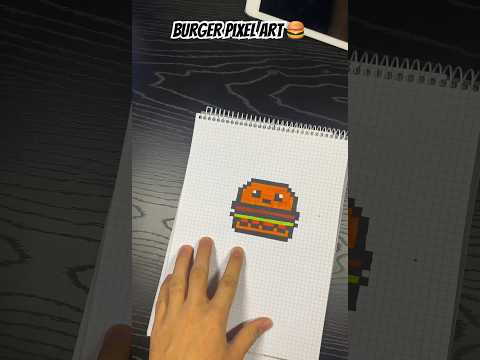 Burger pixel art🍔 #artinmotion #art #drawing  #minecraft #pixelart #youtubeshorts #youtube #burger