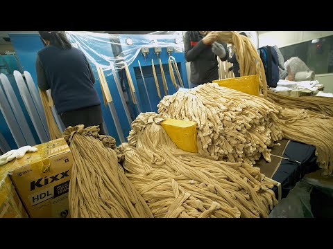 The process of making highly elastic stockings. Amazing Korean stockings factory