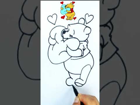 Dibujo de Winnie the Pooh abrazando su almohada