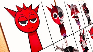 Drawing Incredibox Sprunki Phase 1 VS Phase 2 VS Phase 3 VS Phase 4 VS Phase 5 - Raddy Red