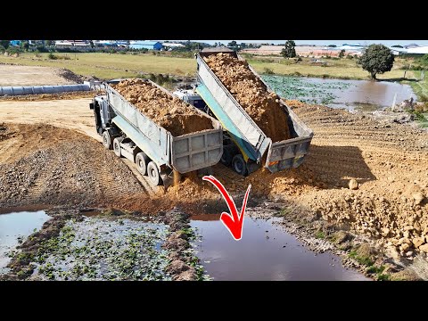 Amazing Action! Big Project Land Reclaiming For Apartment Building, Bulldozer Pushing Soil Stone