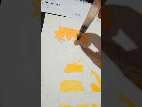 Drawing and Coloring Hinata Shoyo #draw #coloring #shorts #watercolorpainting #hinatashoyo #haikyuu