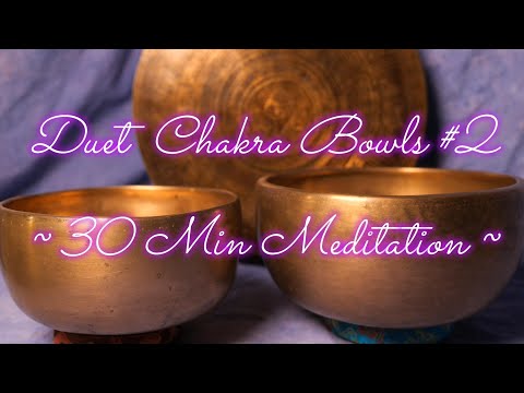 DUET CHAKRA BOWLS #2 ~ HEAL 2 CHAKRAS FAST! ~ ROOT/1ST & HEART CHAKRAS ~ 30 MIN!  TEMPLESOUNDS.NET