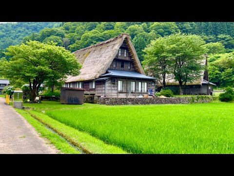 4K Japan Walk - Japanese Beautiful Countryside Village Gokayama, Toyama