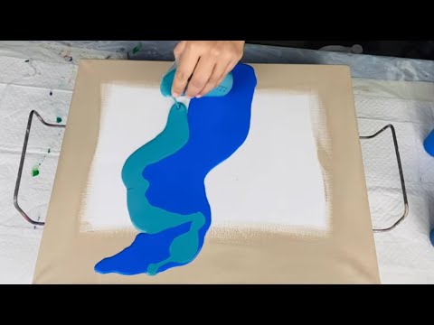 GORGEOUS Beach Inspired Negative Space- Pearl Cell Pour- Fluid Art/Acrylic Pour Painting 🌊🏝️🏖️