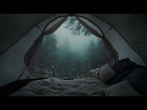 Heavy Rain Inside a Tent for Calm your Mind - Fight Insomnia with the Sound of Noisy Rain