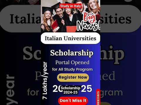 Scholarship In italy| scholarship portal open #shorts #short #indiashorts #studyinitaly#2024 #update