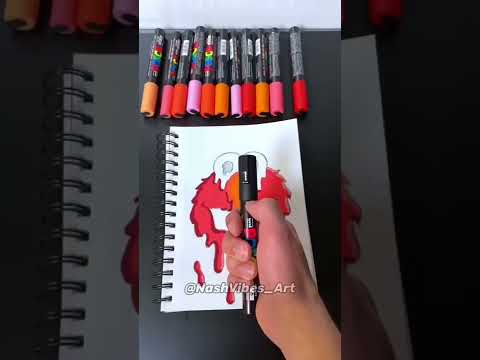 Drawing Elmo with Posca Markers! Drip Effect (#shorts)